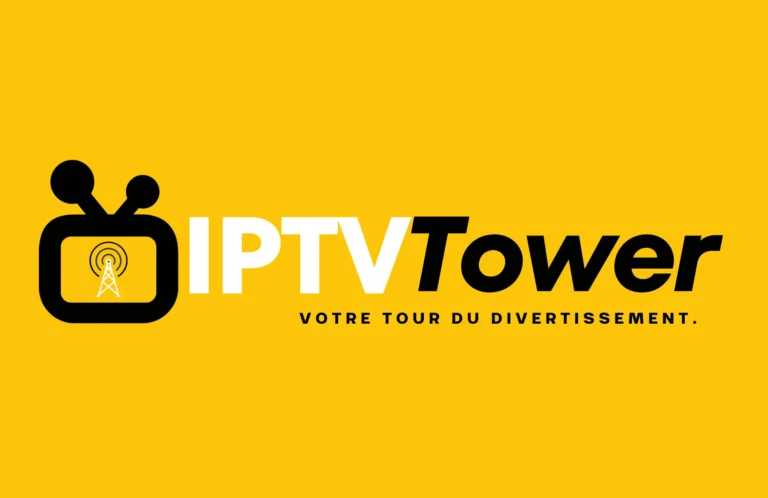 IPTV Tower yellow promotional banner for best IPTV subscription services