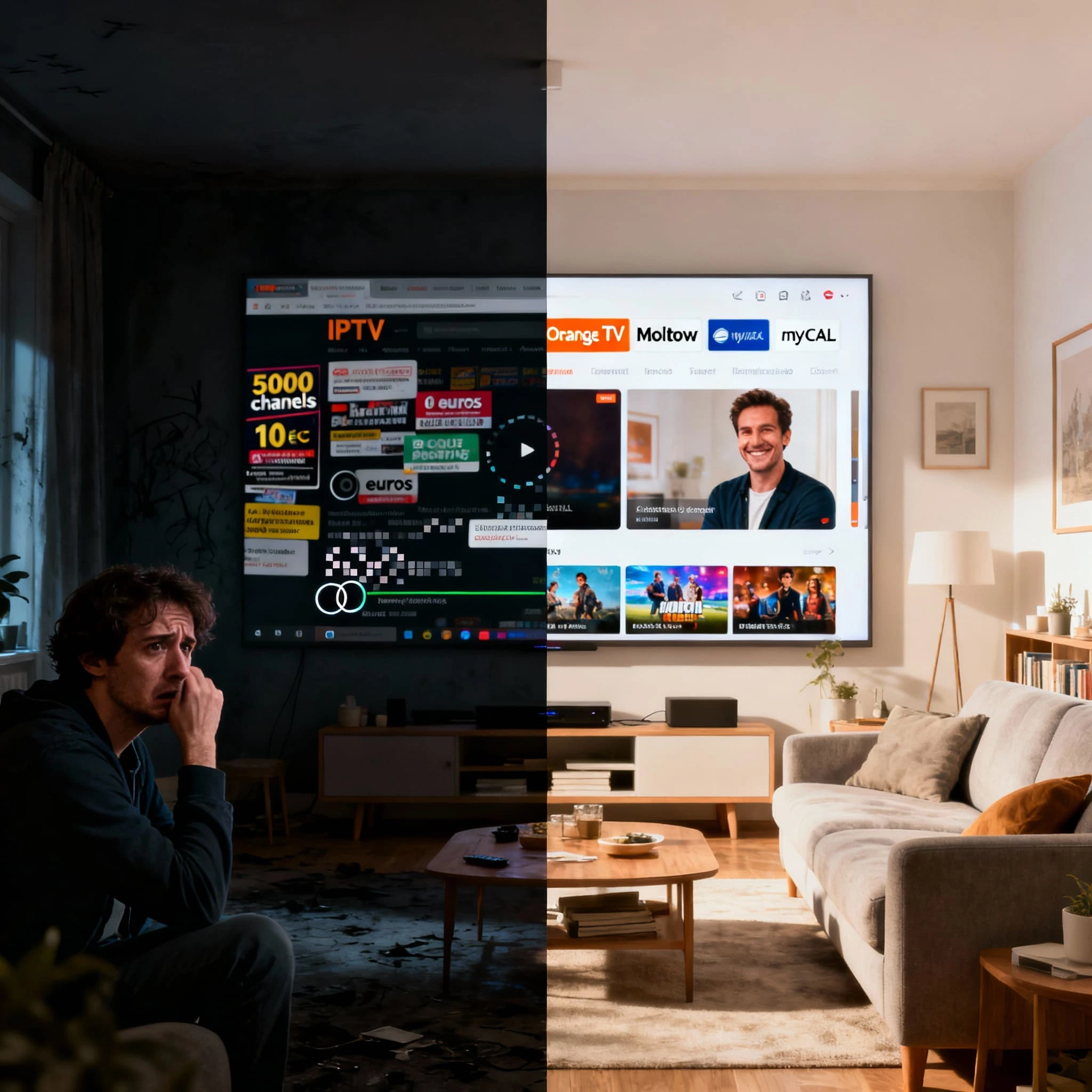 Comparaison services IPTV légaux France vs services illégaux cheap